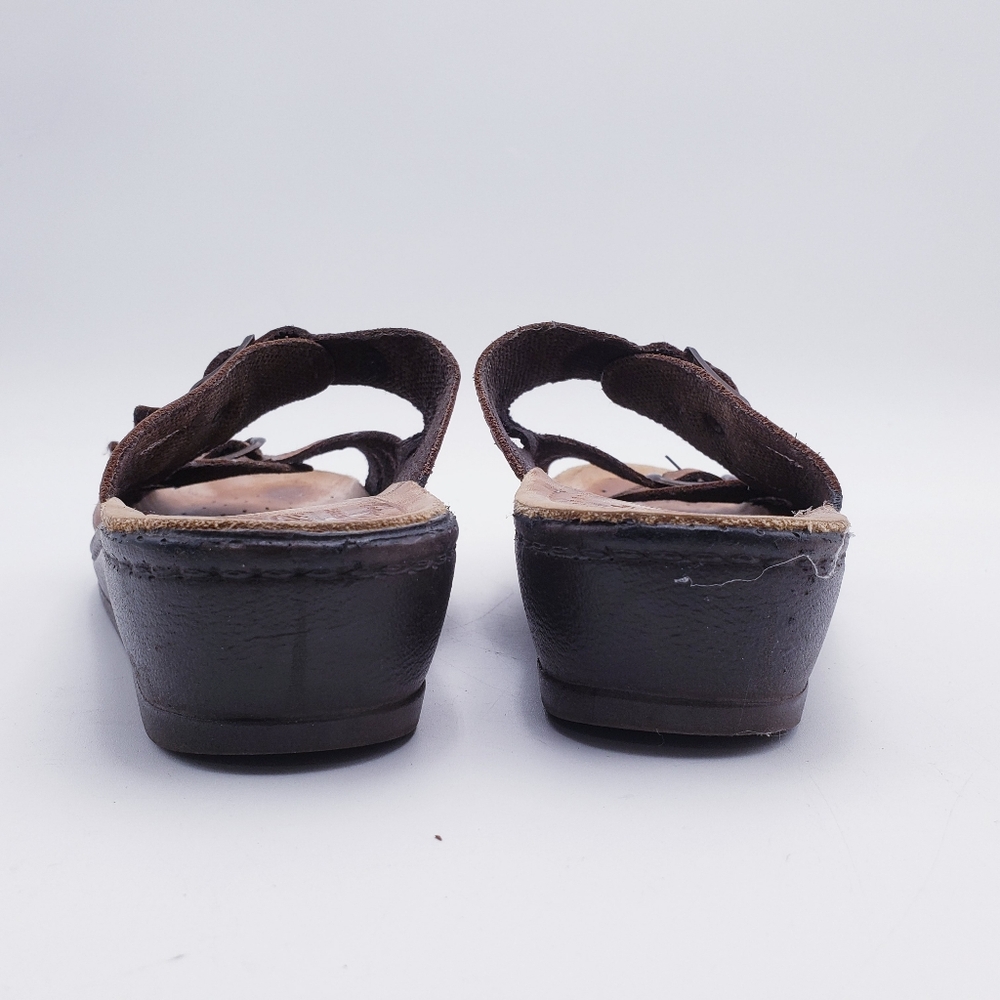 FLY FLOT Dana 2-Strap Tan Leather Sandals Italy Anti Shock Women's Size 38 US - Picture 3 of 11